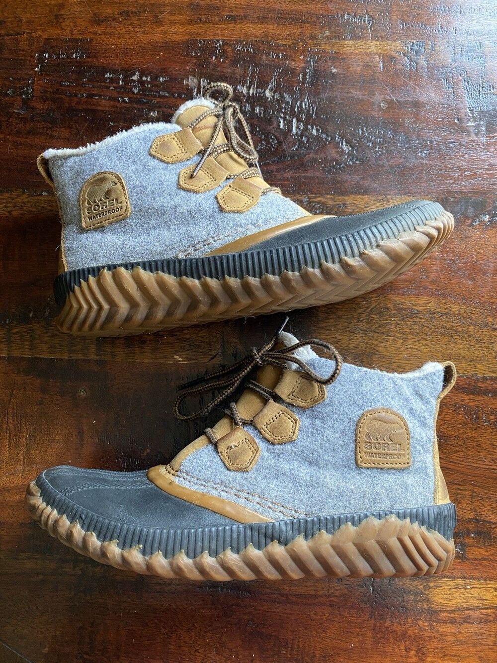 Sorel Women's Out N About Plus Felt Boots Ankle Waterproof Duck Gray Size 8.5